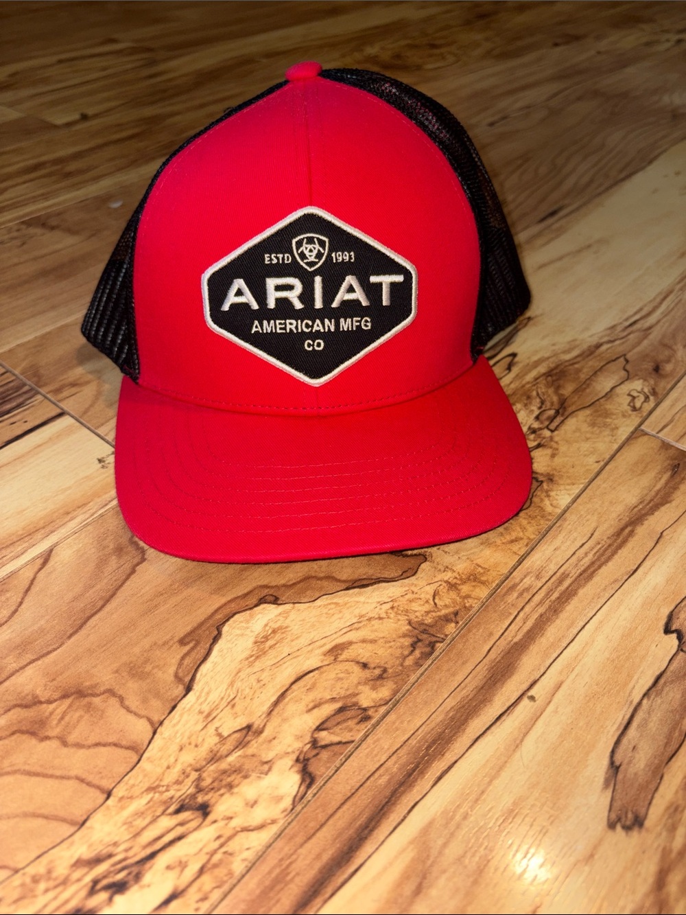 Ariat Red and Black Patch Trucker Cap never worn